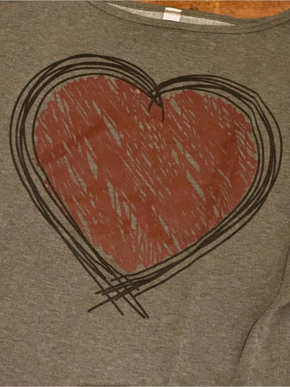 GO Couture Gray Heart Graphic Long Sleeve Top Size M Made in USA